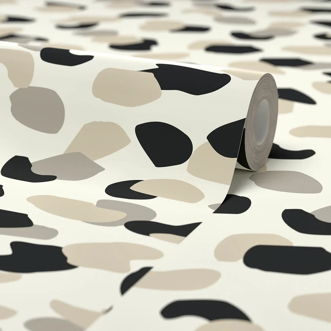Abstract Spot Wallpaper in Neutrals and Black - Image 4