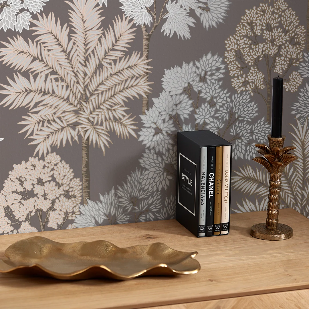 Acacia Tree Wallpaper in Charcoal and Copper - Image 3
