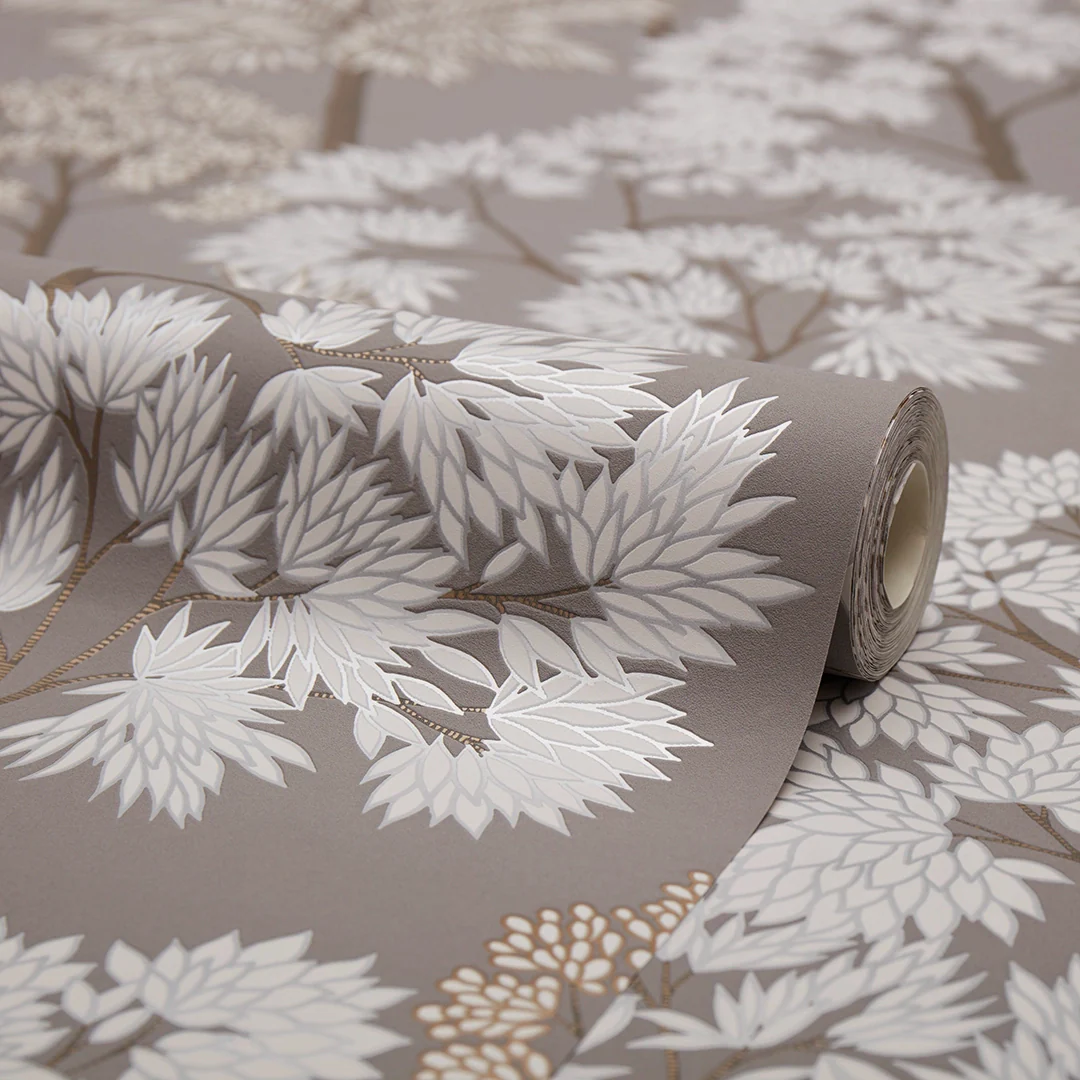 Acacia Tree Wallpaper in Charcoal and Copper - Image 4