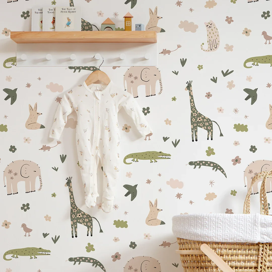 Animal Kingdom Wallpaper in Pale Pastels - Image 3