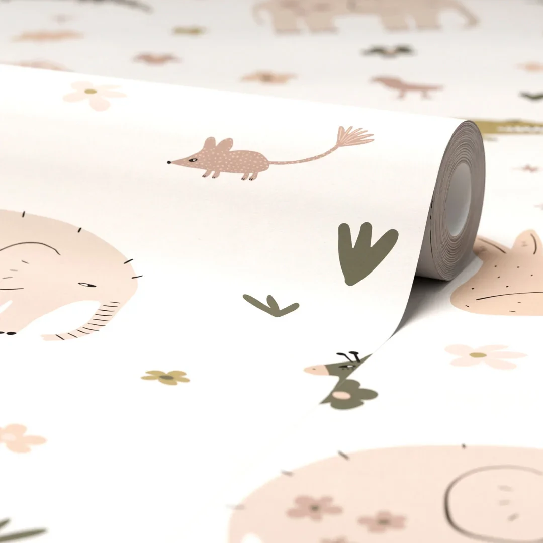 Animal Kingdom Wallpaper in Pale Pastels - Image 4