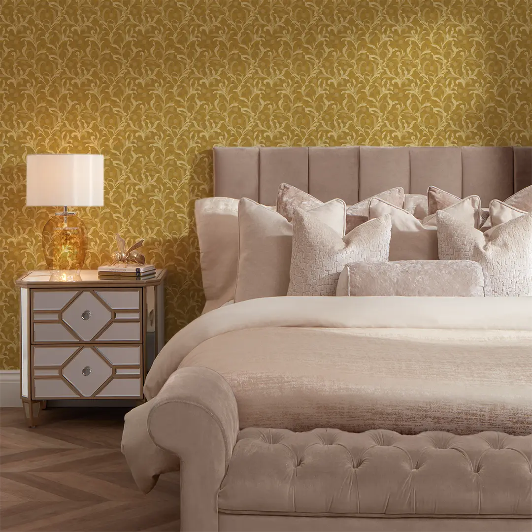 Antique Leaf Wallpaper in Ochre - Image 2