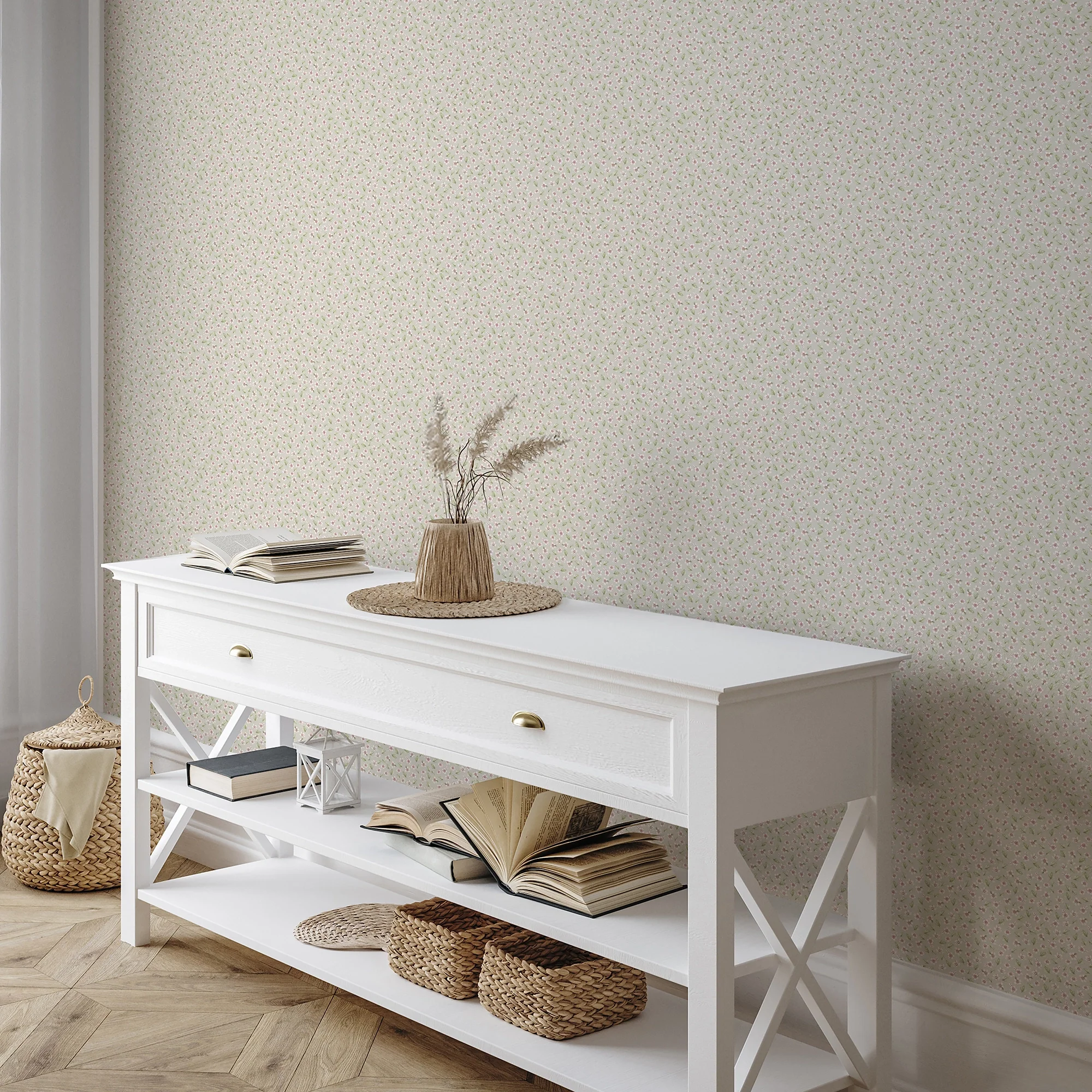 Apple Blossom Wallpaper in Soft Sage - Image 2
