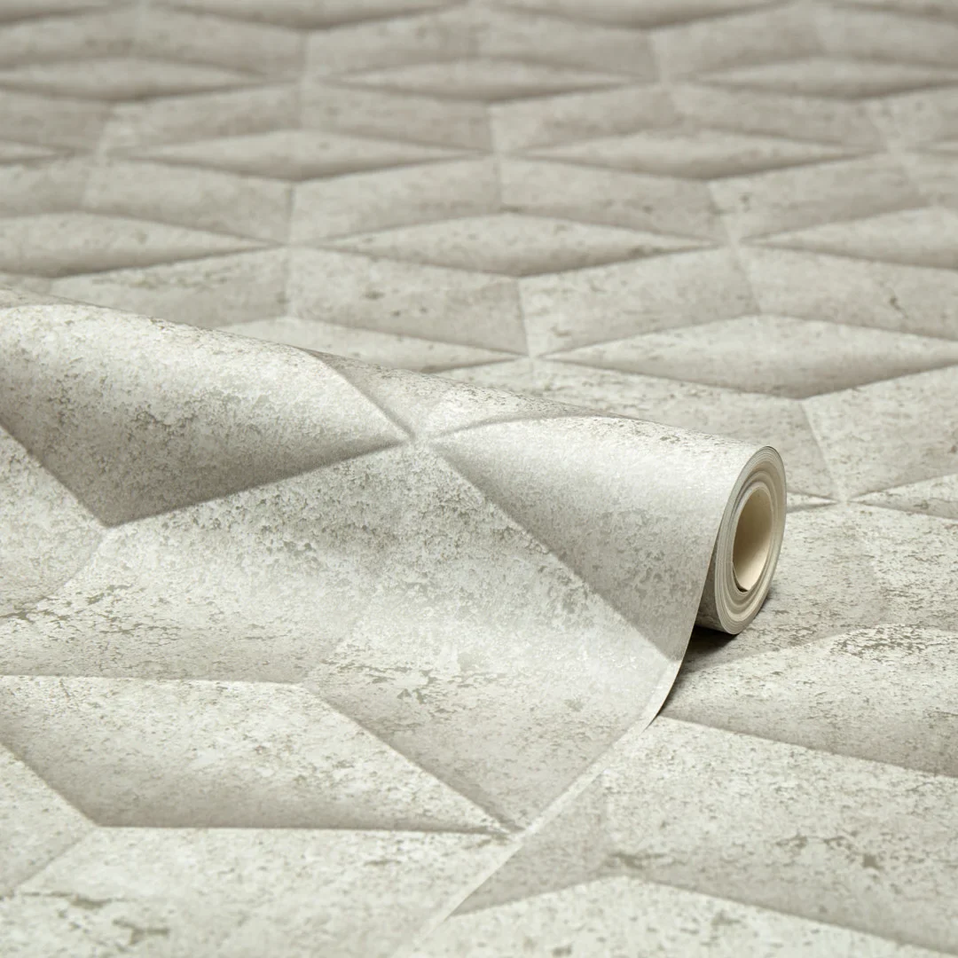 Architectural Concrete Wallpaper Beige and Gold - Image 4