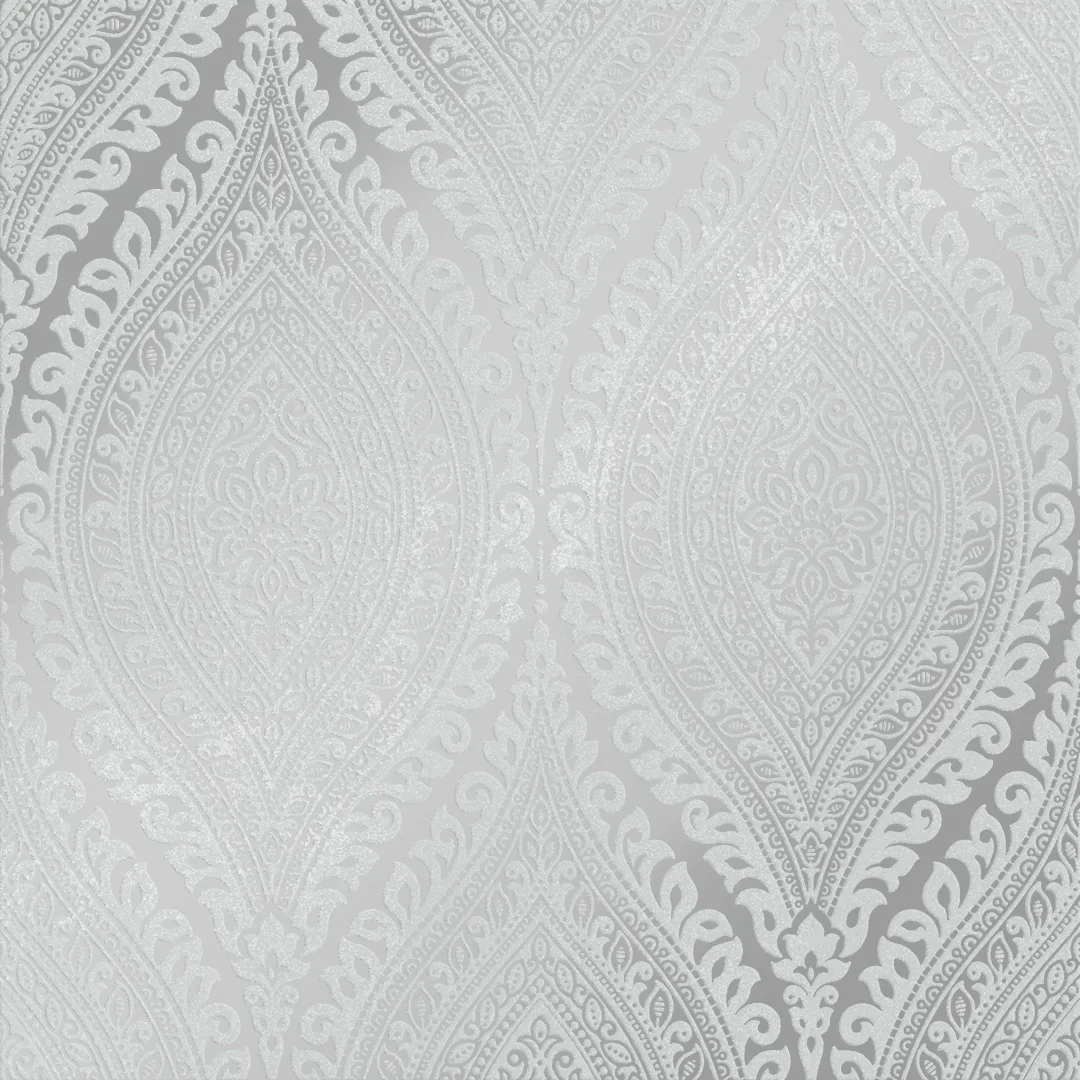 Ariana Wave Wallpaper in Grey and Silver