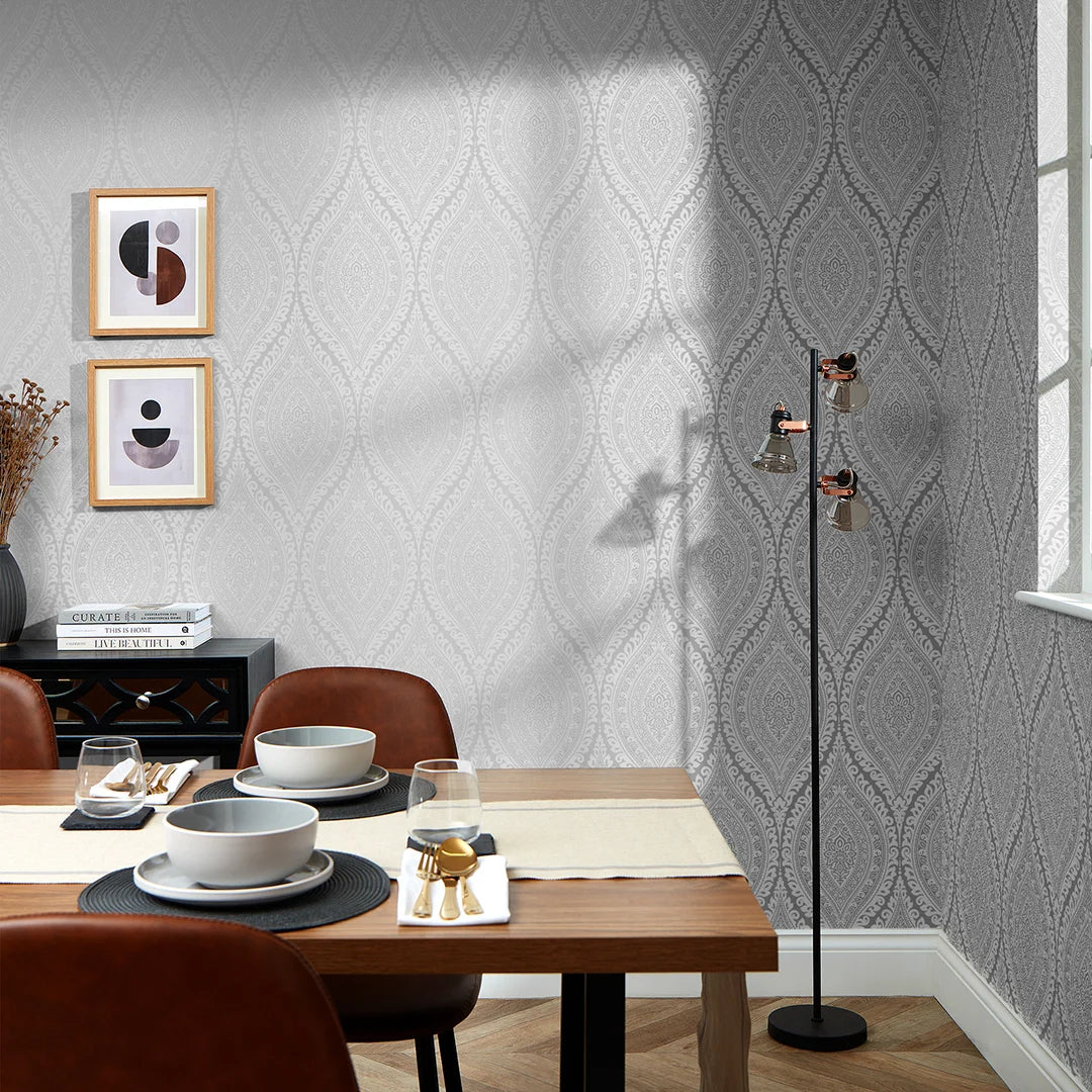 Ariana Wave Wallpaper in Grey and Silver - Image 2