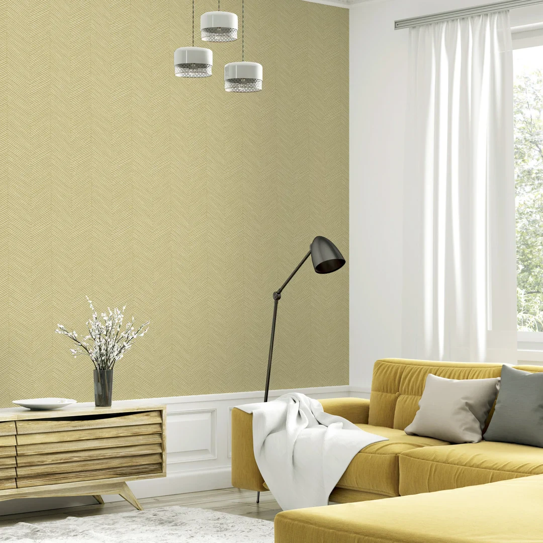 Arrow Weave Wallpaper in Ochre - Image 2