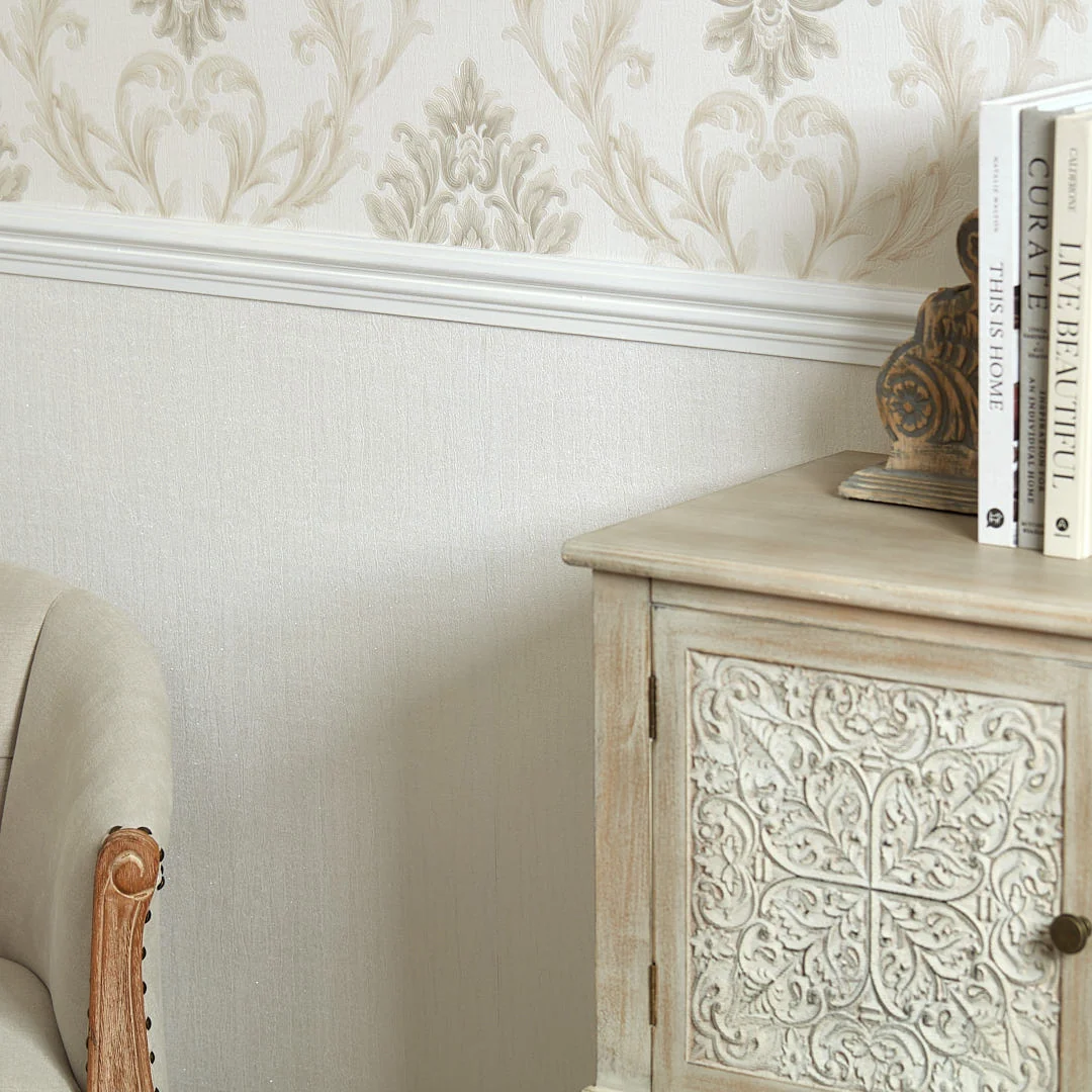 Aurora Shimmer Wallpaper in Shimmering Ivory with shades of Silver - Image 3