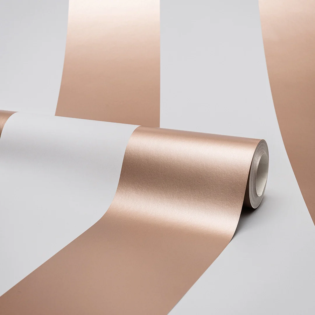 Ava Stripe Wallpaper in Grey and Copper - Image 2