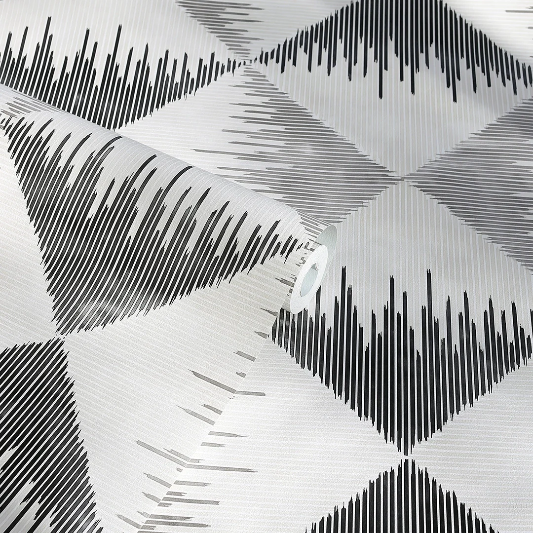 Aztec Geometric Wallpaper in Mono - Image 3