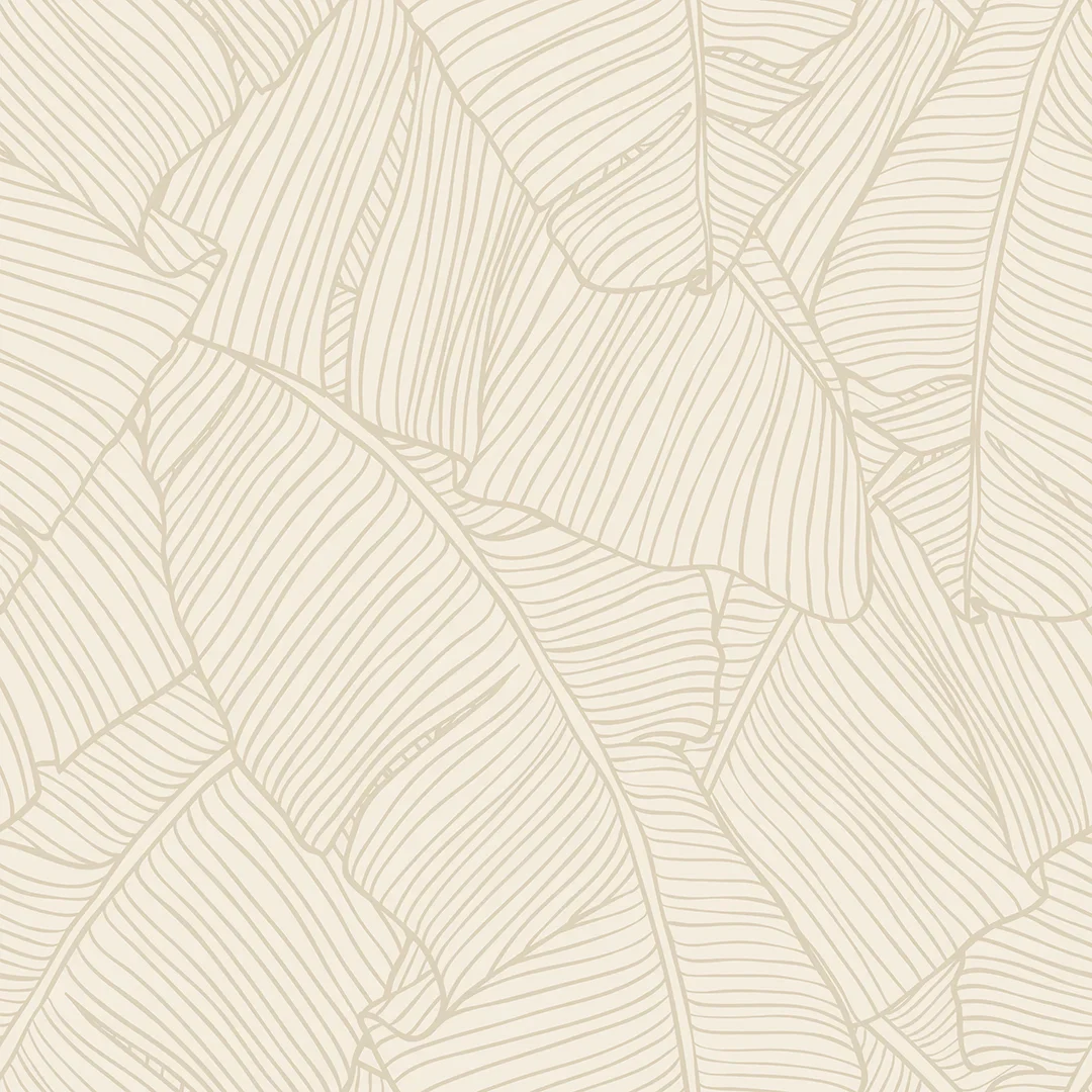 Banana Leaf Wallpaper in Mushroom and Cream
