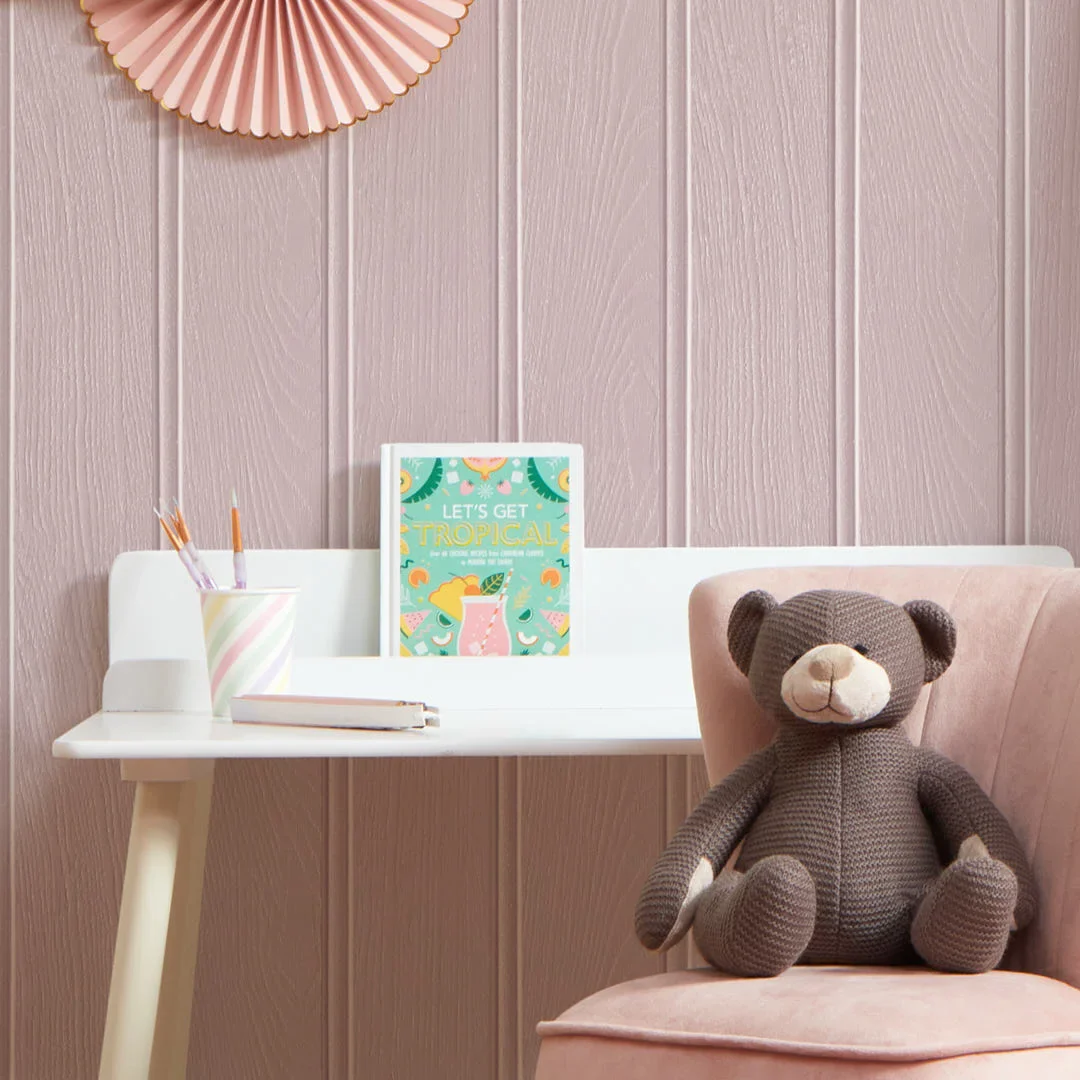 Beadboard Panel Wallpaper in Blush Pink - Image 3