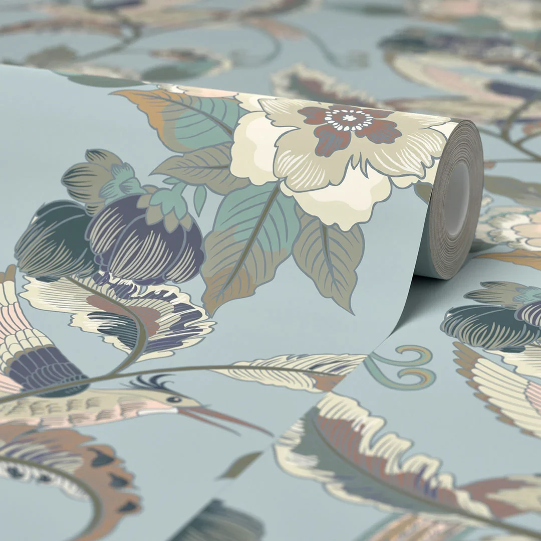 Beautiful Birds Wallpaper in Duck Egg - Image 4