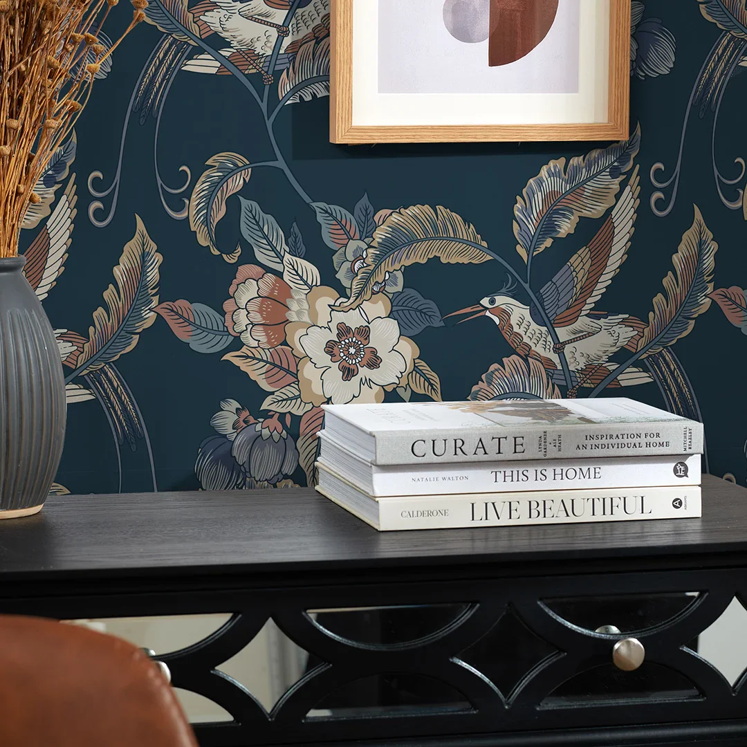 Beautiful Birds Wallpaper in Navy - Image 3