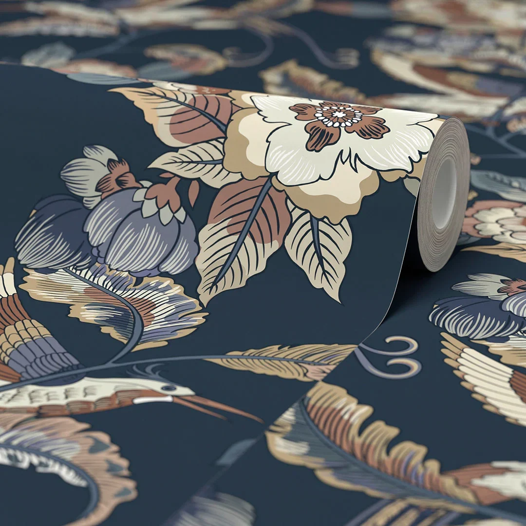 Beautiful Birds Wallpaper in Navy - Image 4