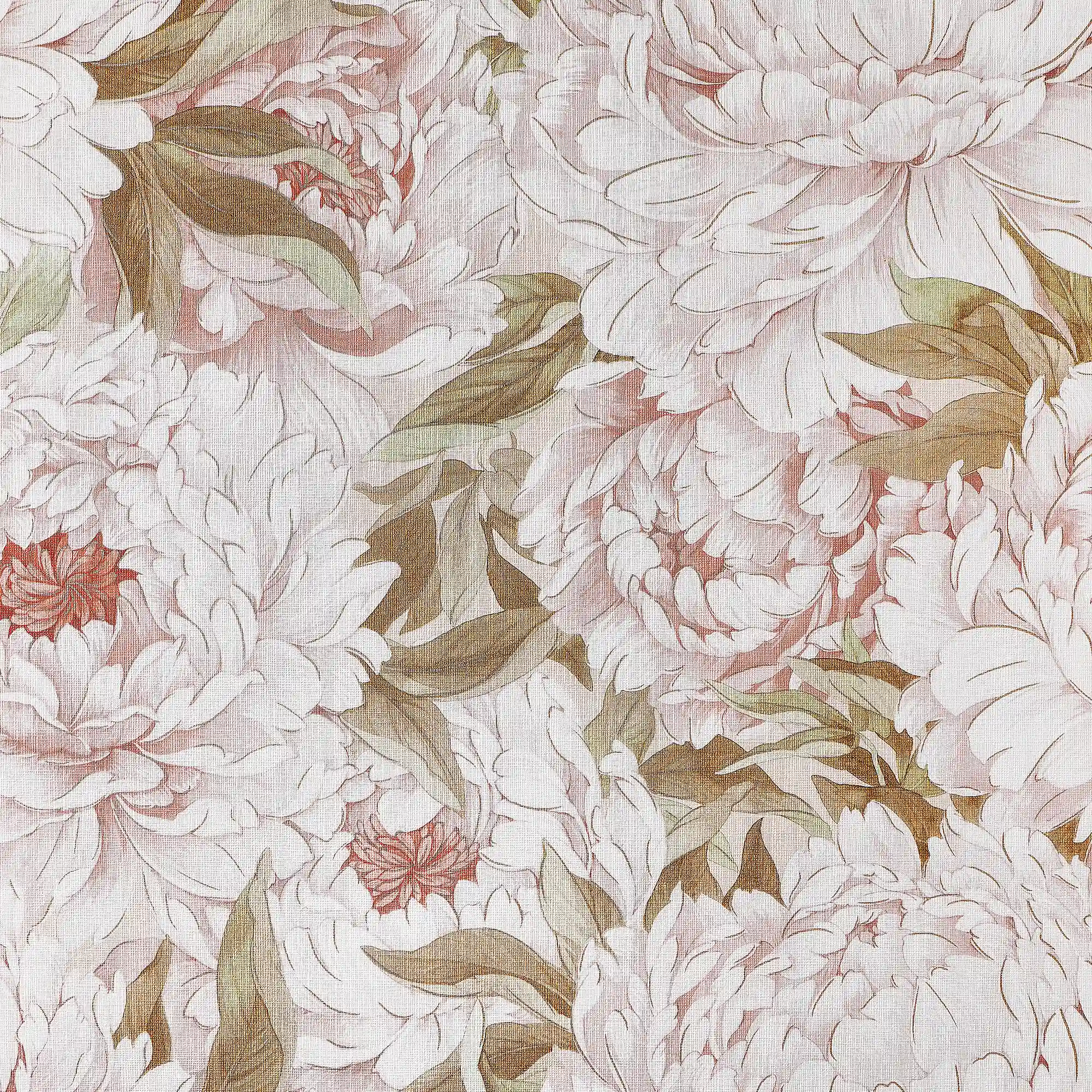 Beautiful Blooms Wallpaper in Peach White with Gold