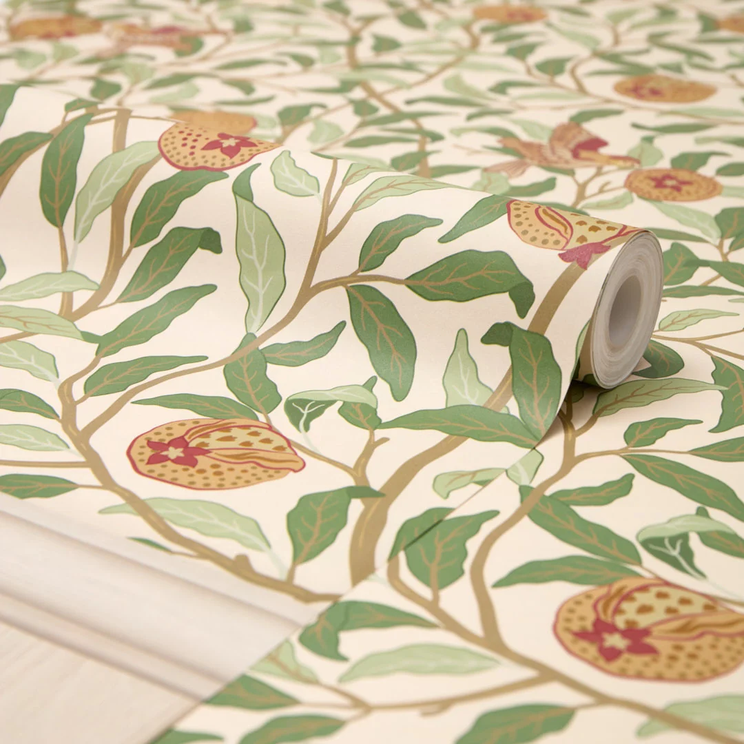 Beauty Of Nature Panel Wallpaper in Sage Green on Cream with Cream Panel - Image 2