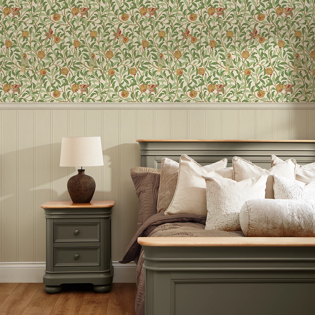 Beauty Of Nature Panel Wallpaper in Sage Green on Cream with Cream Panel - Image 3
