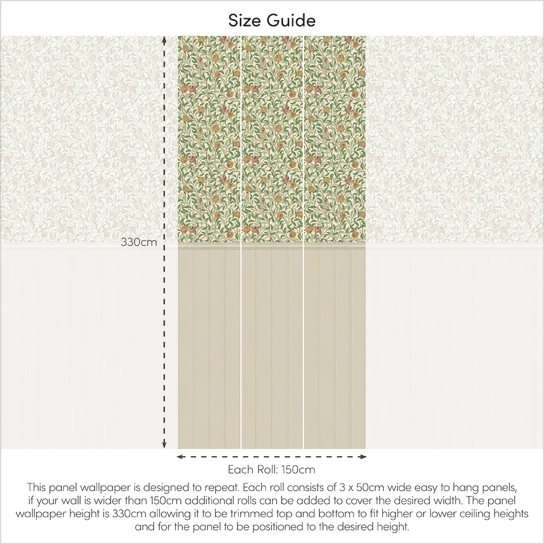 Beauty Of Nature Panel Wallpaper in Sage Green on Cream with Cream Panel - Image 4