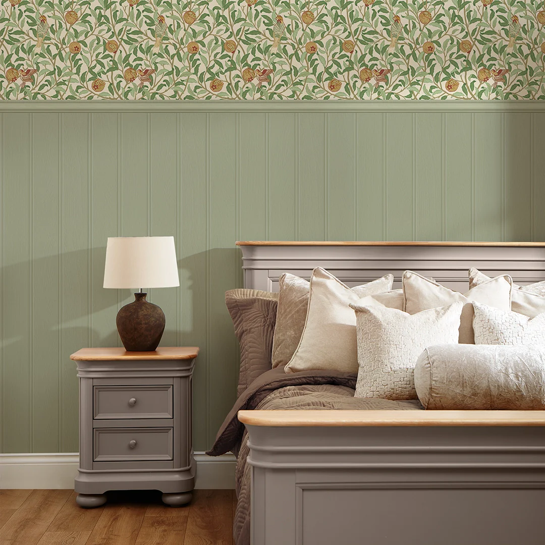 Beauty Of Nature Panel Wallpaper in Sage Green on Cream with Sage Green Panel - Image 2