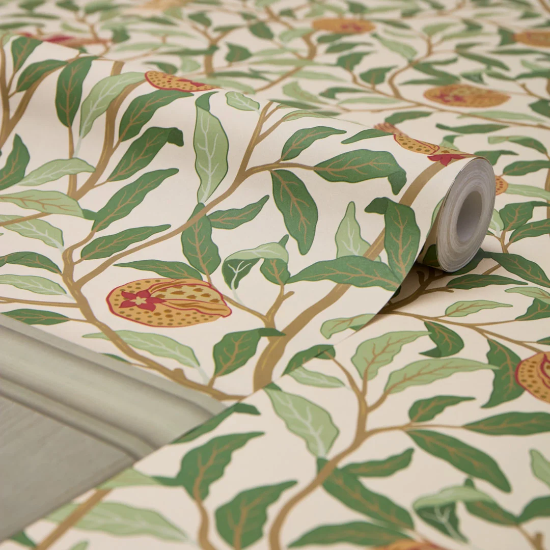 Beauty Of Nature Panel Wallpaper in Sage Green on Cream with Sage Green Panel - Image 3