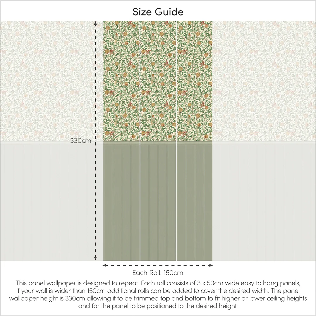 Beauty Of Nature Panel Wallpaper in Sage Green on Cream with Sage Green Panel - Image 4