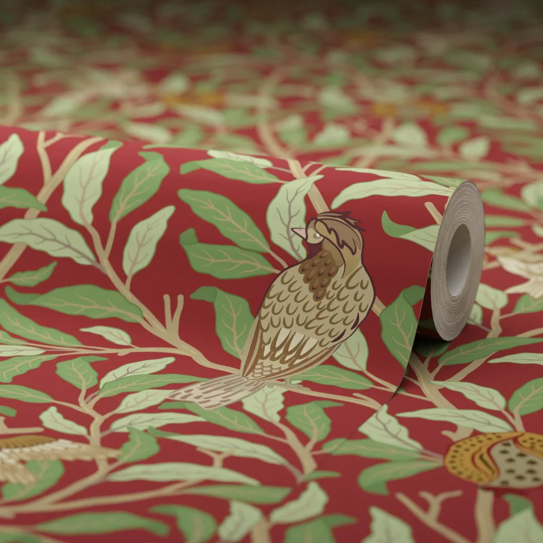 Beauty of Nature Wallpaper in Rich Red and Green - Image 4