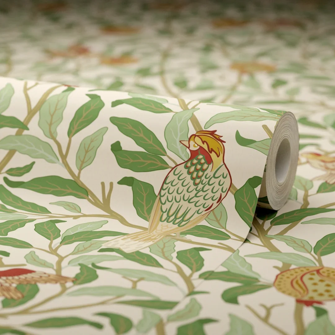 Beauty of Nature Wallpaper in Sage Green on Cream - Image 4