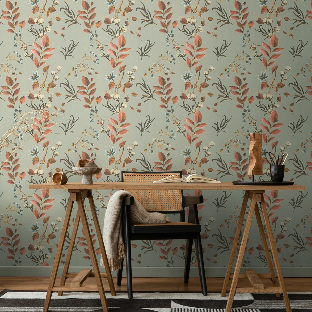 Bloom and Leaf Wallpaper in Green - Image 2