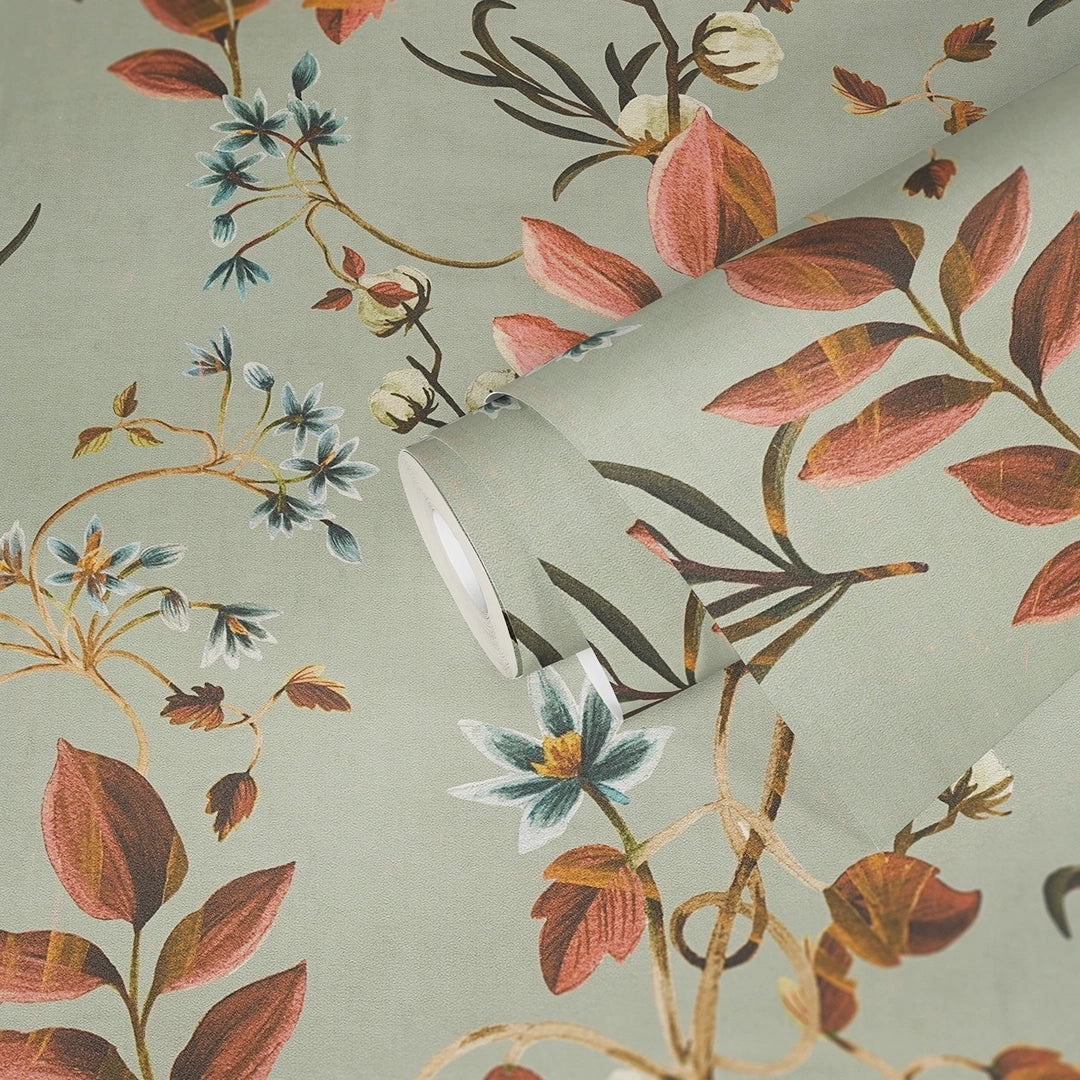 Bloom and Leaf Wallpaper in Green - Image 3