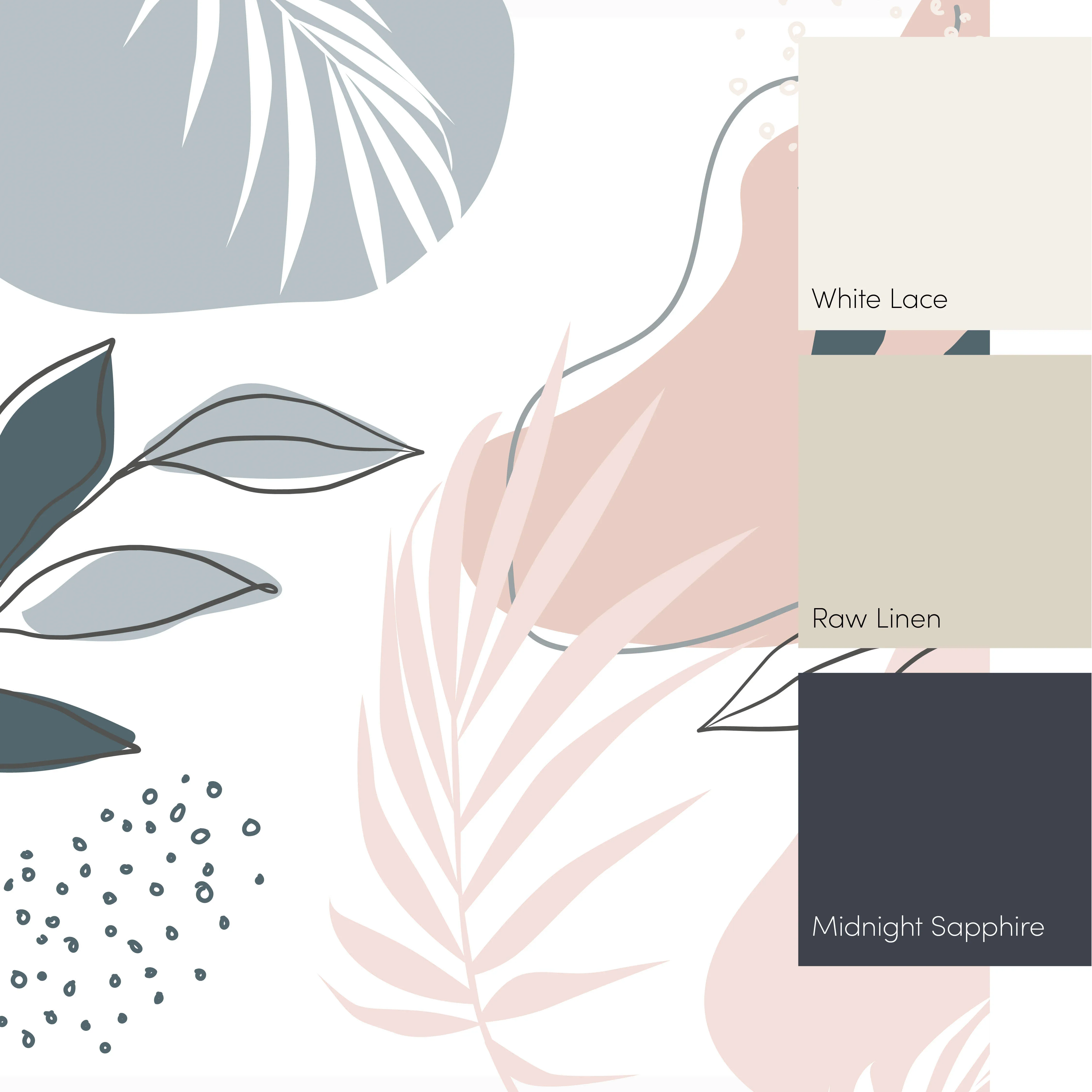 Boho Botanicals Full Wall Mural in Pink and Teal - Image 4