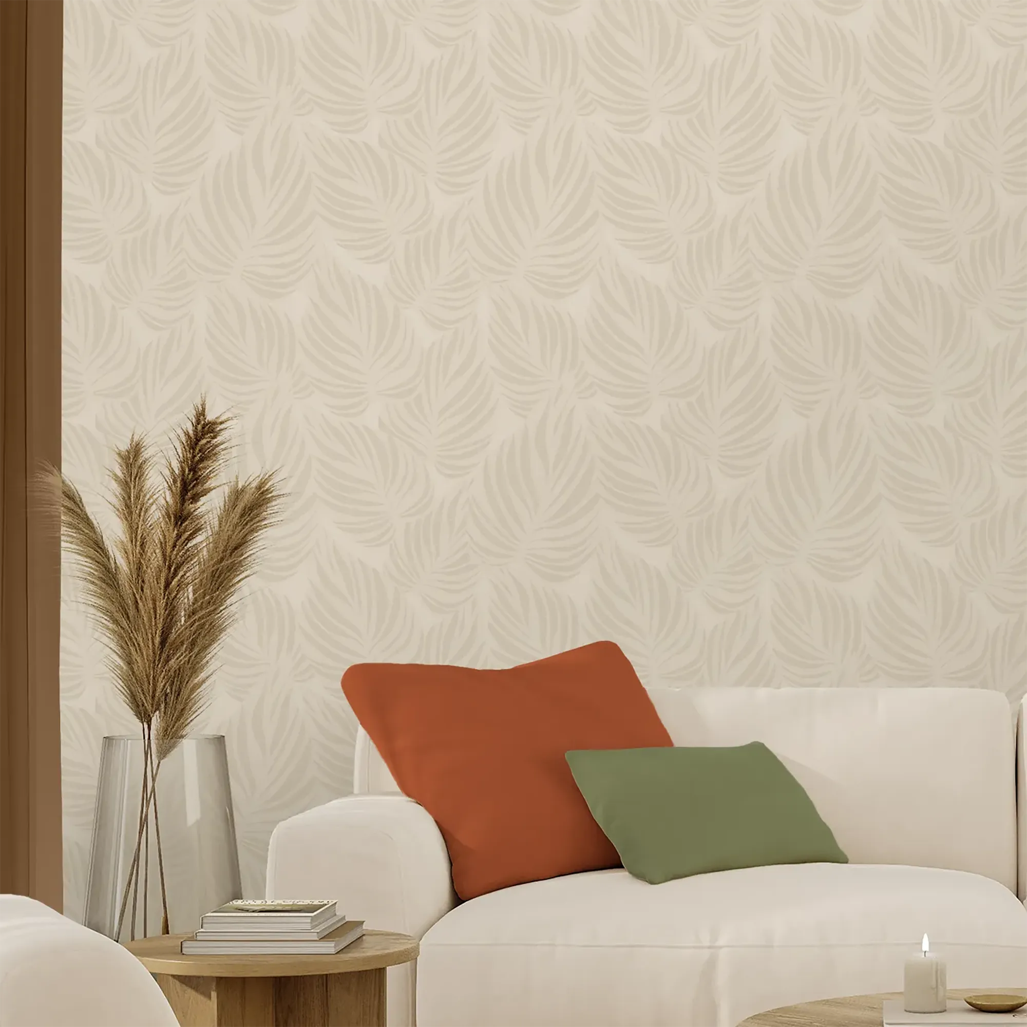 Broad Leaf Wallpaper in Almond Latte - Image 3