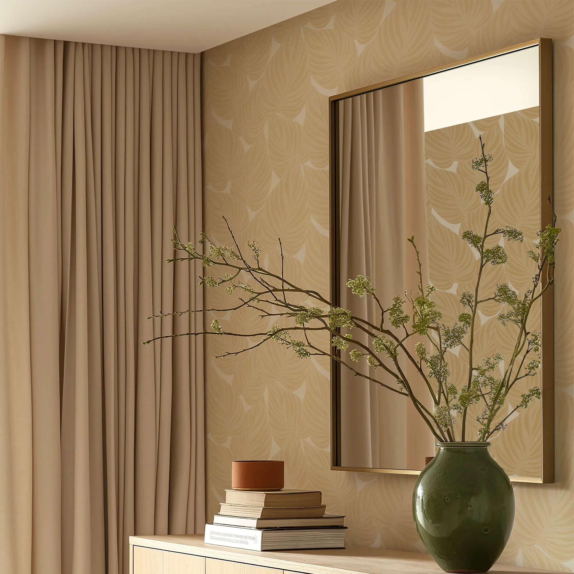 Broad Leaf Wallpaper in Caramel Latte - Image 2