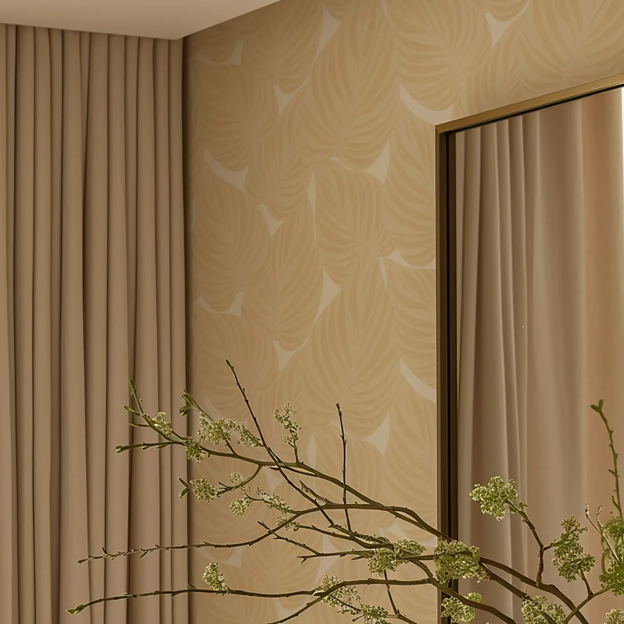 Broad Leaf Wallpaper in Caramel Latte - Image 3