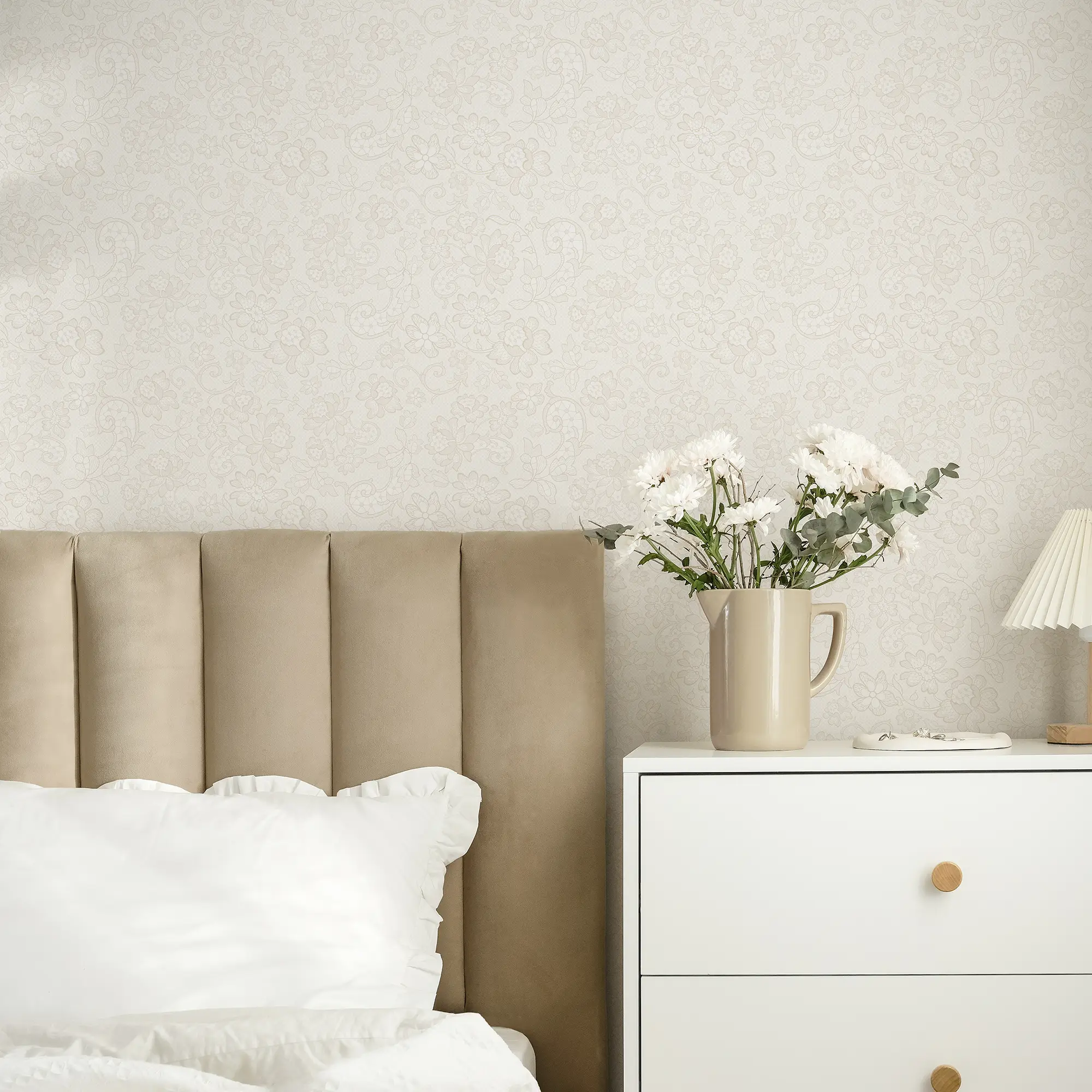 Brussels Lace Wallpaper in Cream - Image 2