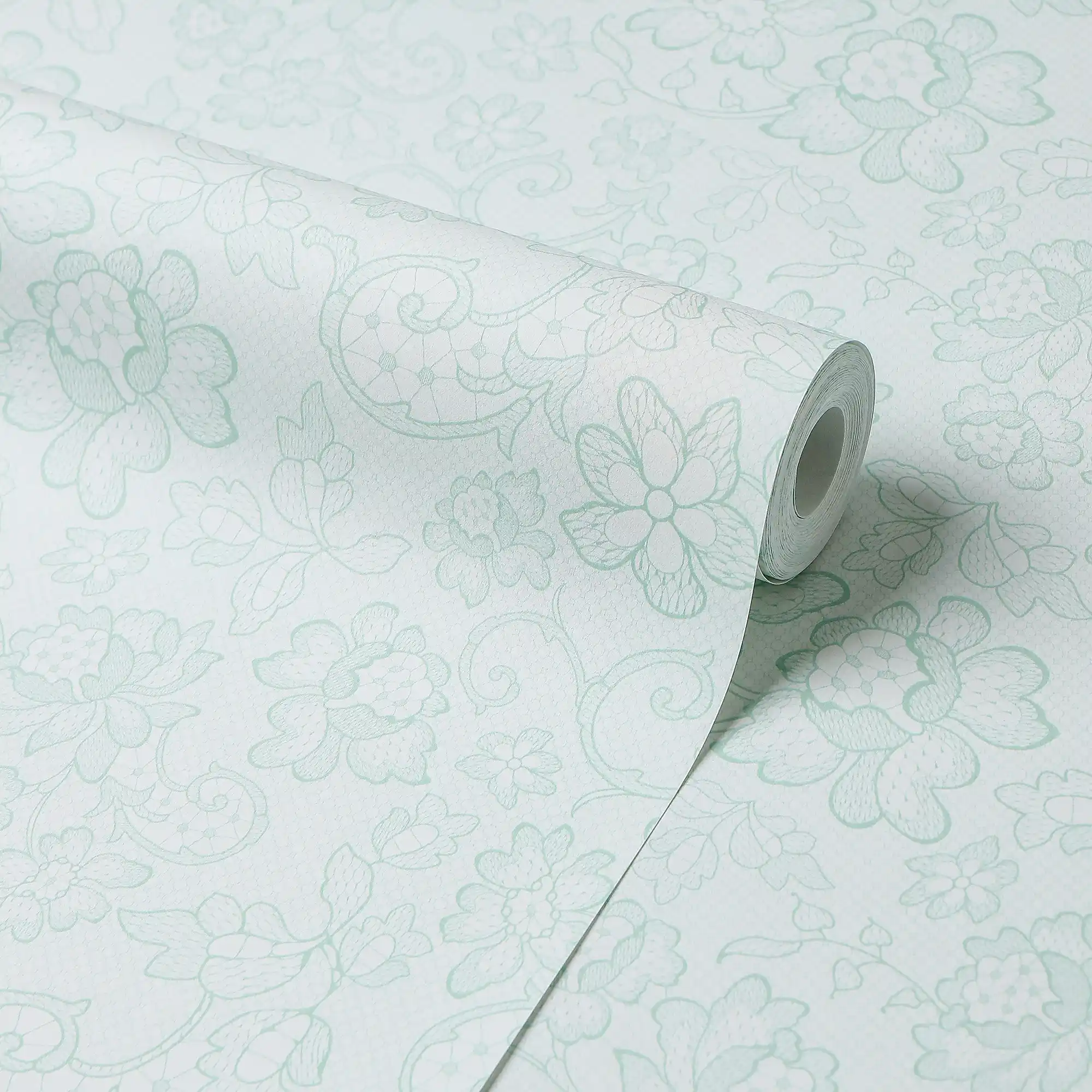 Brussels Lace Wallpaper in Mint - Image 5