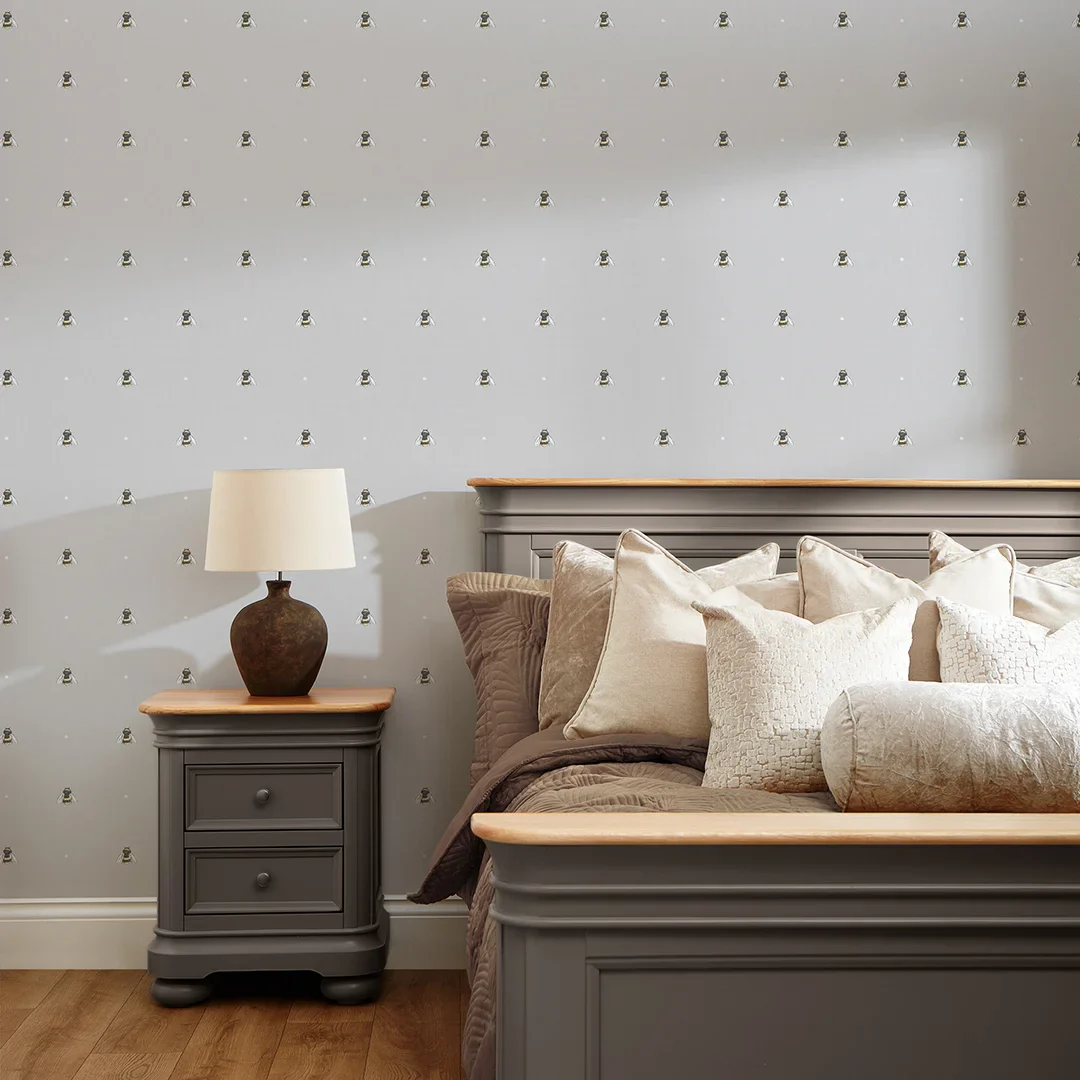 Bumble Bee Wallpaper in Grey - Image 2