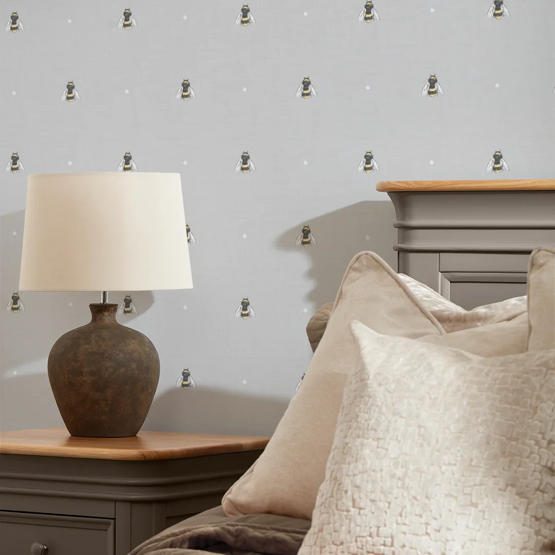 Bumble Bee Wallpaper in Grey - Image 3
