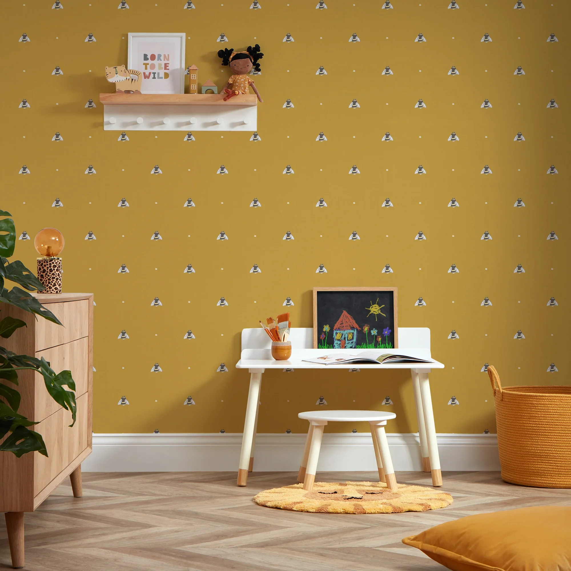Bumble Bee Wallpaper in Mustard - Image 2