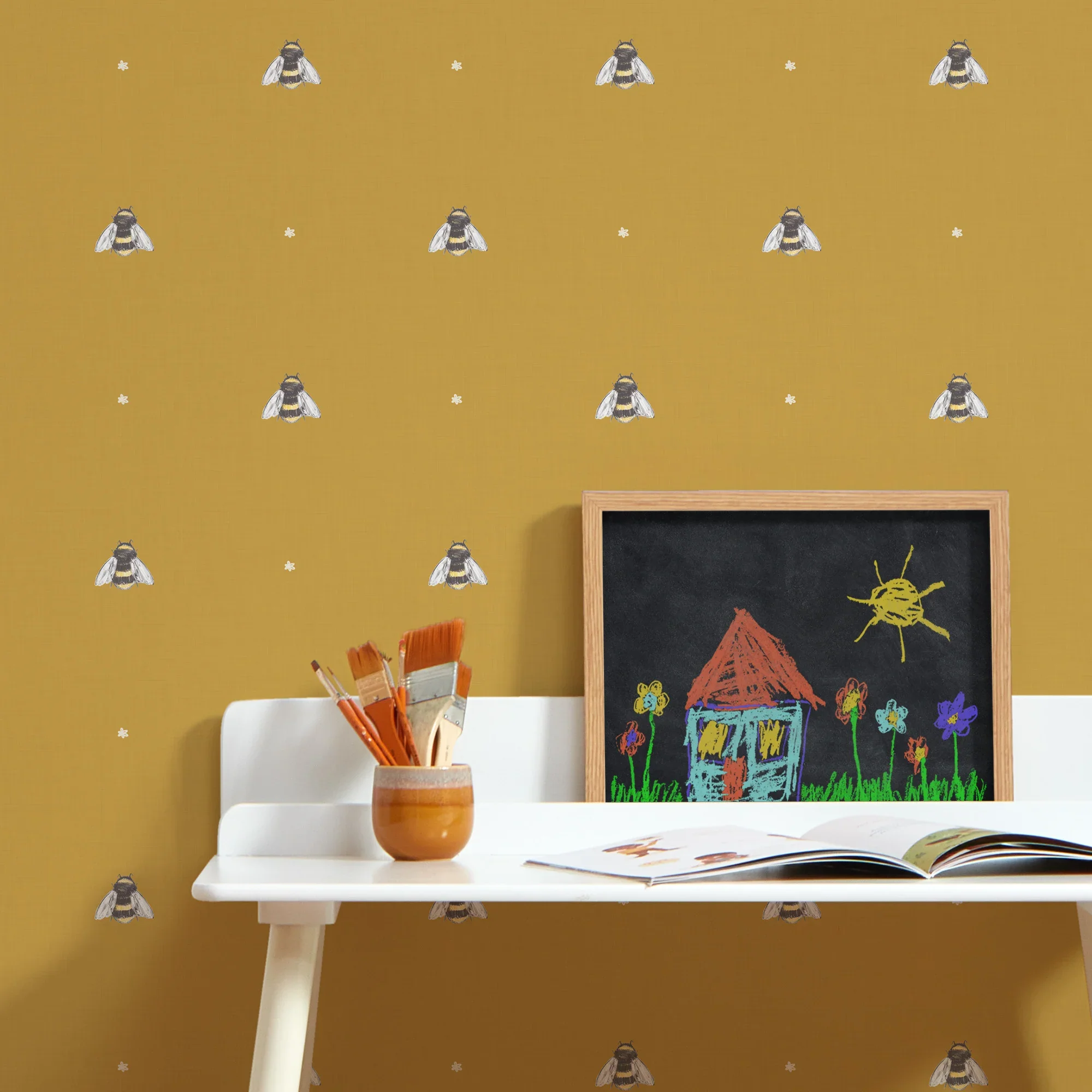 Bumble Bee Wallpaper in Mustard - Image 3