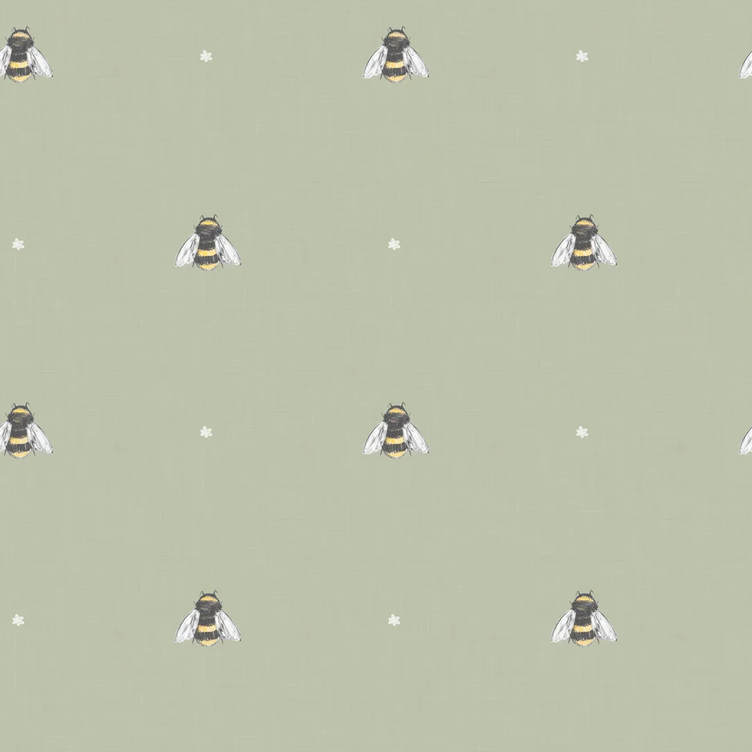 Bumble Bee Wallpaper in Sage Green
