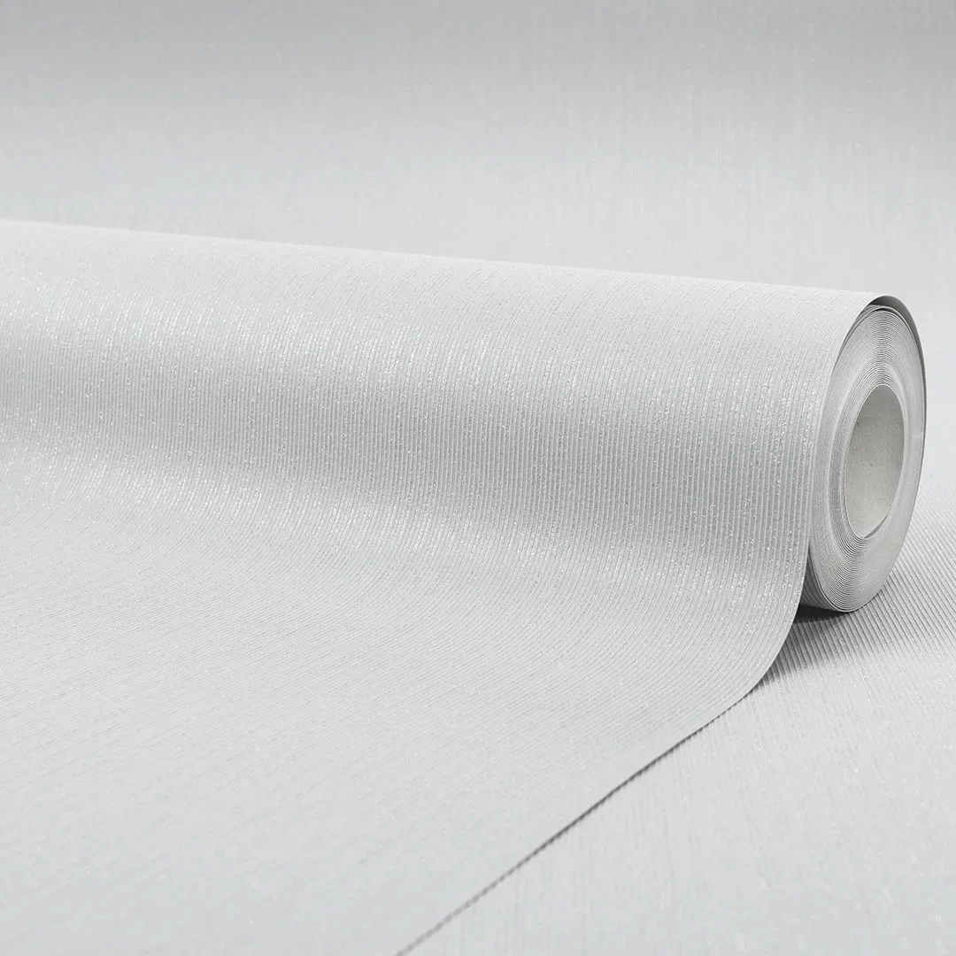 Camden Plain Wallpaper in Soft Grey and Silver - Image 4