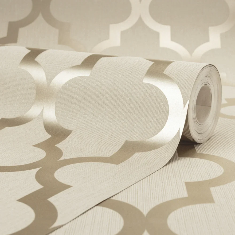 Camden Trellis Wallpaper in Cream and Gold - Image 4