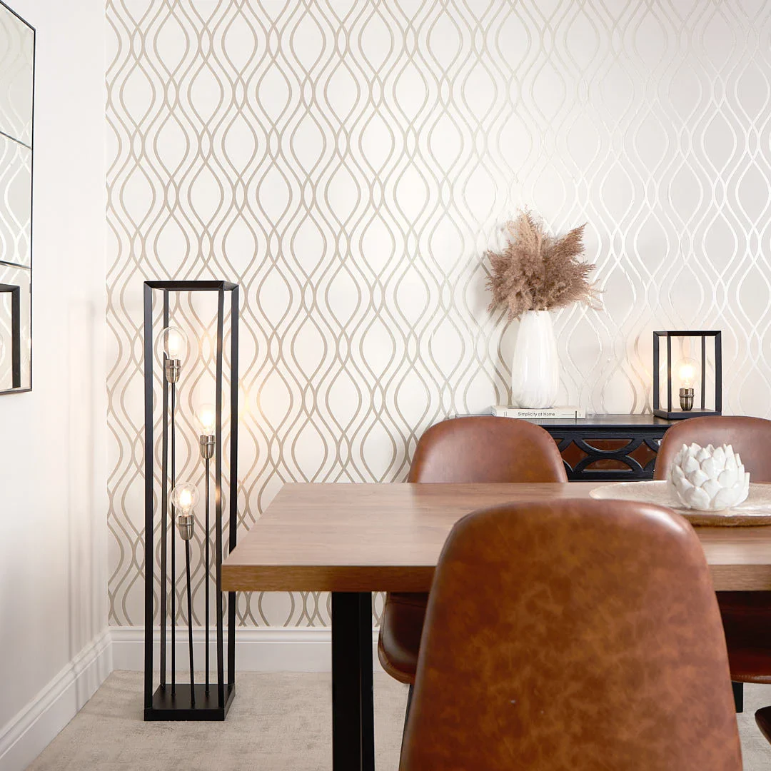 Camden Wave Wallpaper in Neutral and Gold - Image 2