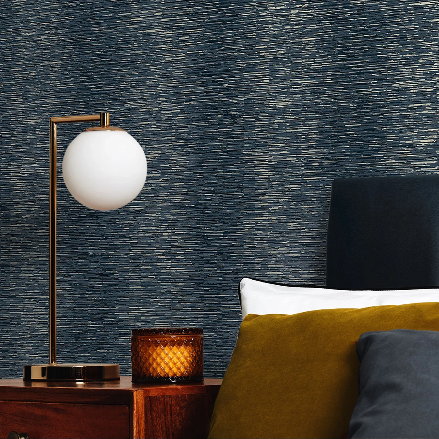 Camille Wallpaper in Navy - Image 3