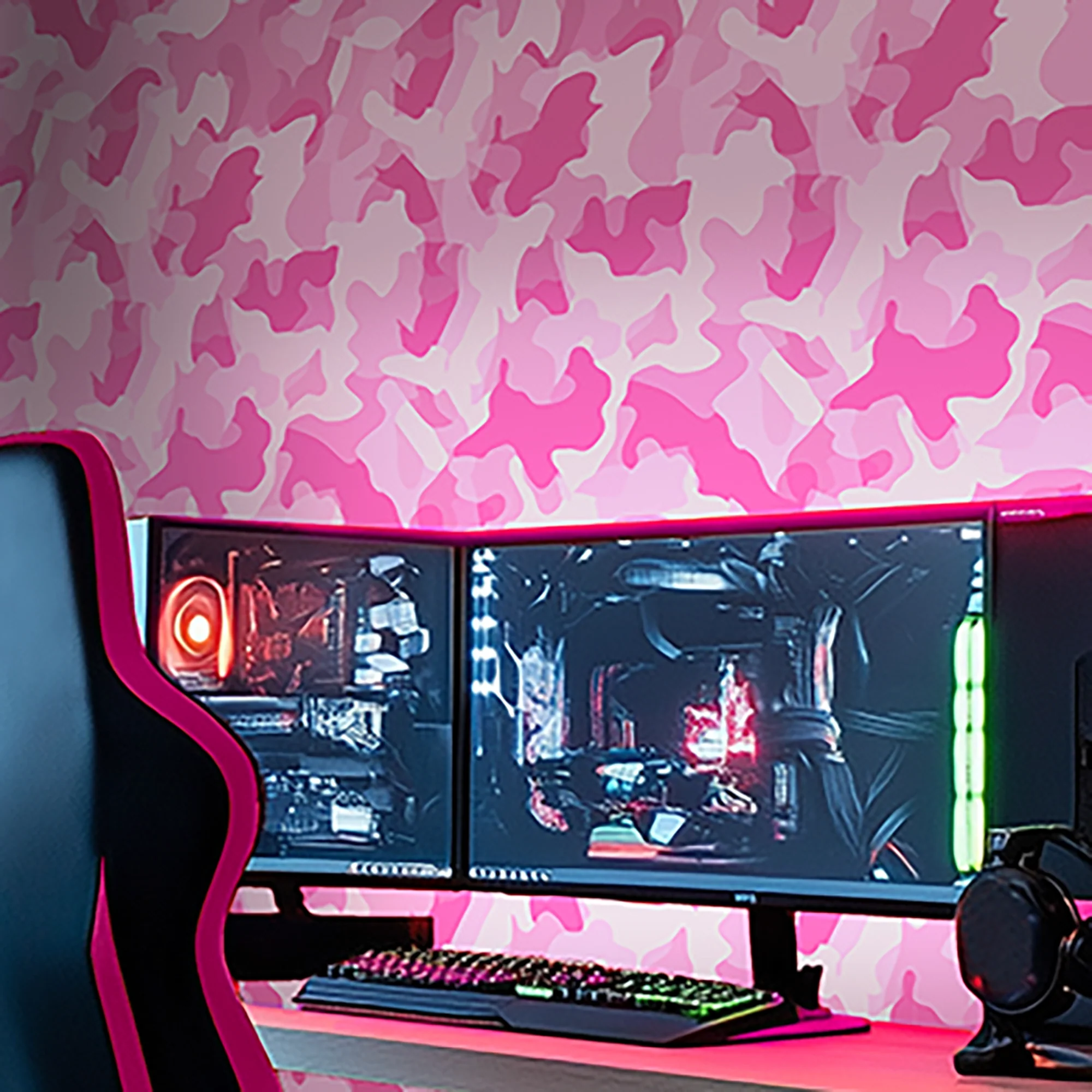 Camouflage Wallpaper in Pink - Image 3