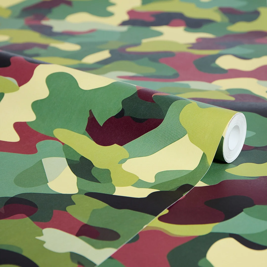 Camouflage Wallpaper in Woodland Multicoloured - Image 4