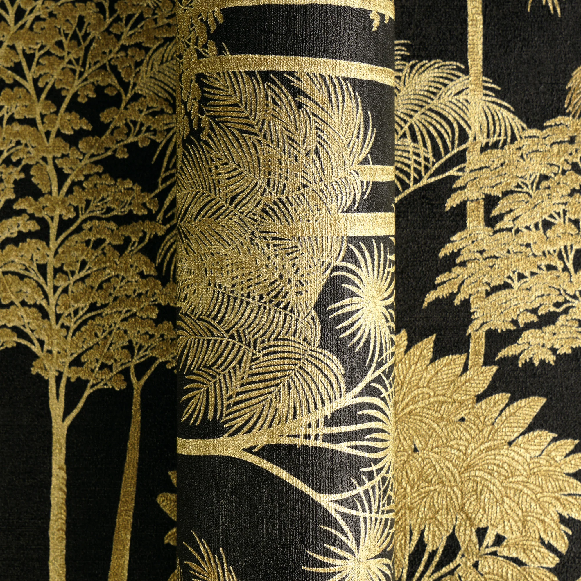 Canopy View Wallpaper in Gold on Charcoal - Image 5