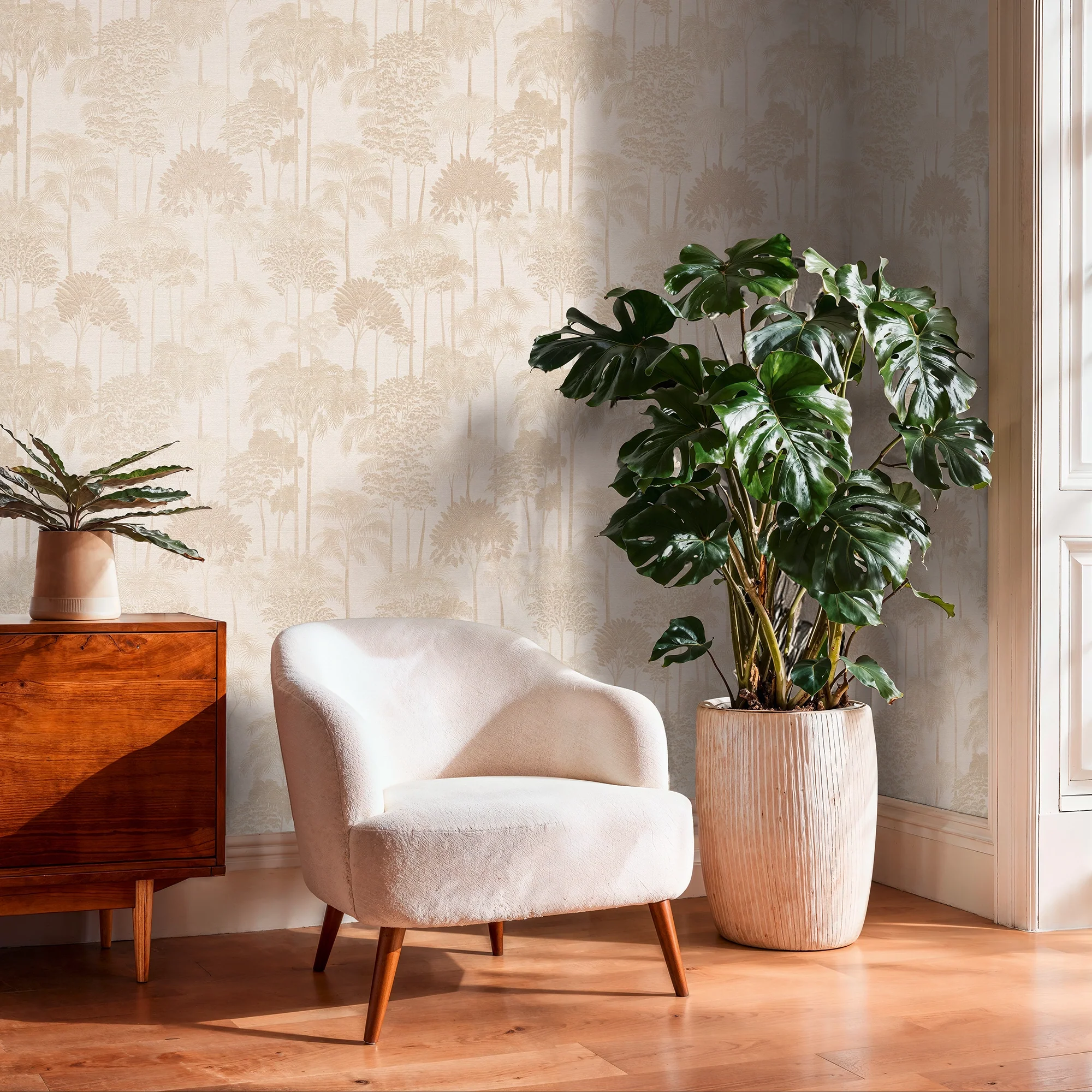 Canopy View Wallpaper in Gold on Cream - Image 2