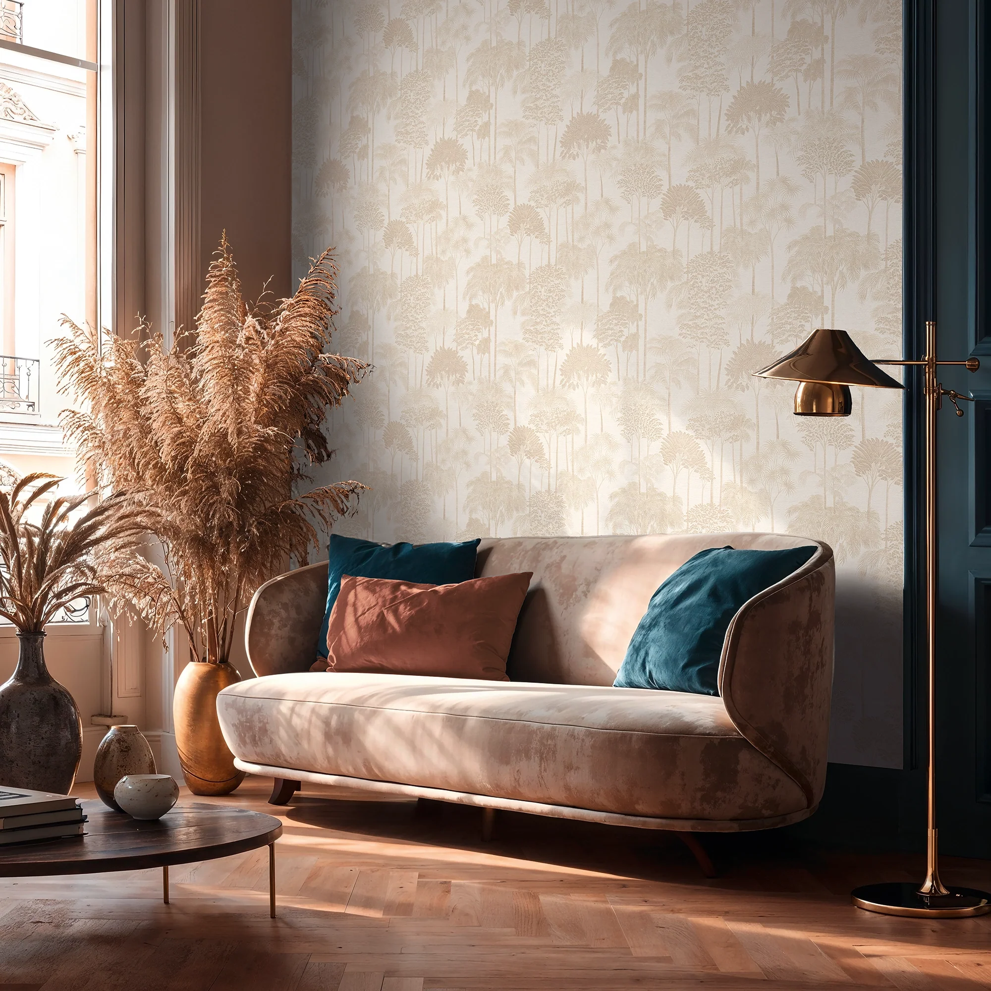 Canopy View Wallpaper in Gold on Cream - Image 3